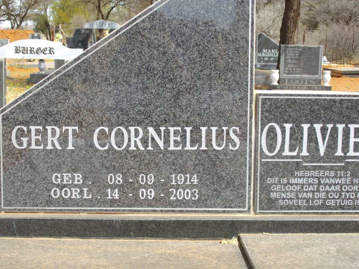 OLIVIER Gert Cornelius 1914-2003 &amp; Maria Johanna 1919-1997