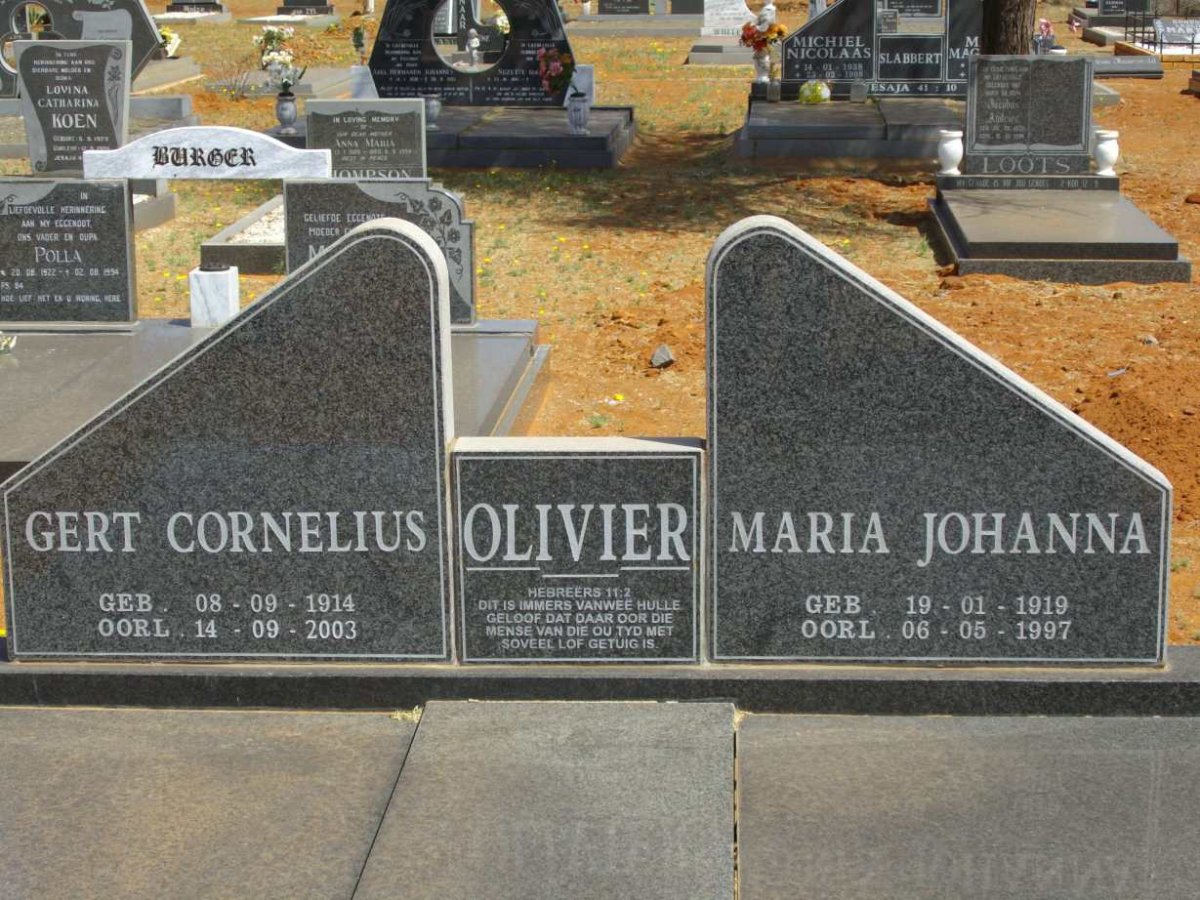 OLIVIER Gert Cornelius 1914-2003 &amp; Maria Johanna 1919-1997