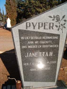 PYPER Janetta H. nee DU PLESSIS 1918-1972
