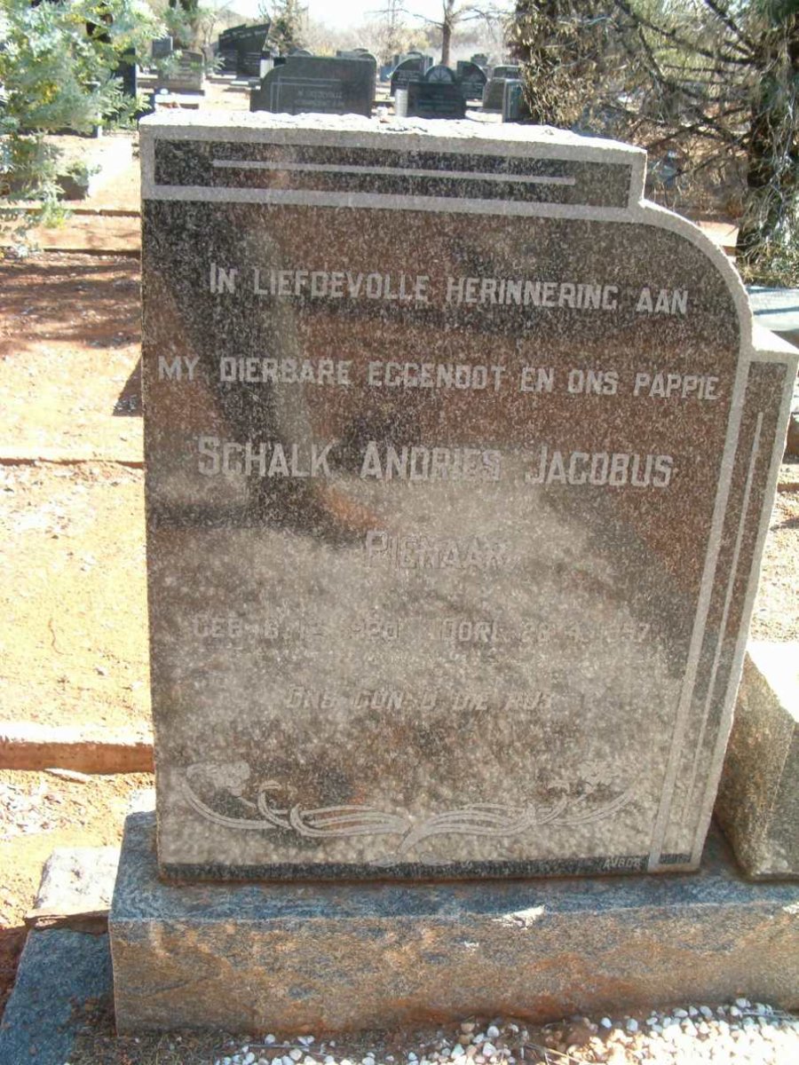 PIENAAR Schalk Andries Jacobus 1920-1957