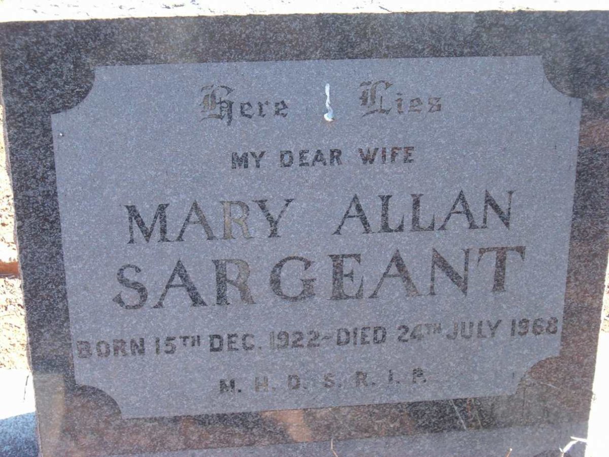 SARGEANT Mary Allan 1922-1968