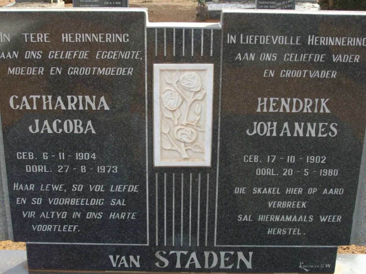 STADEN Hendrik Johannes, van 1902-1980 &amp; Catharina Jacoba 1904-1973