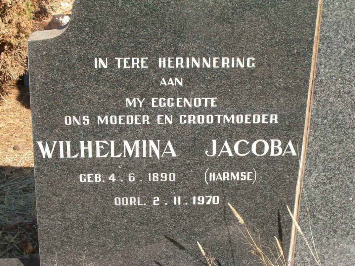 SWANEPOEL Wilhelmina Jacoba nee HARMSE 1890-1970