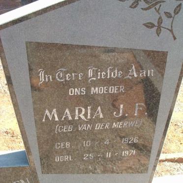 STADEN Maria J.F., van nee VAN DER MERWE 1926-1971
