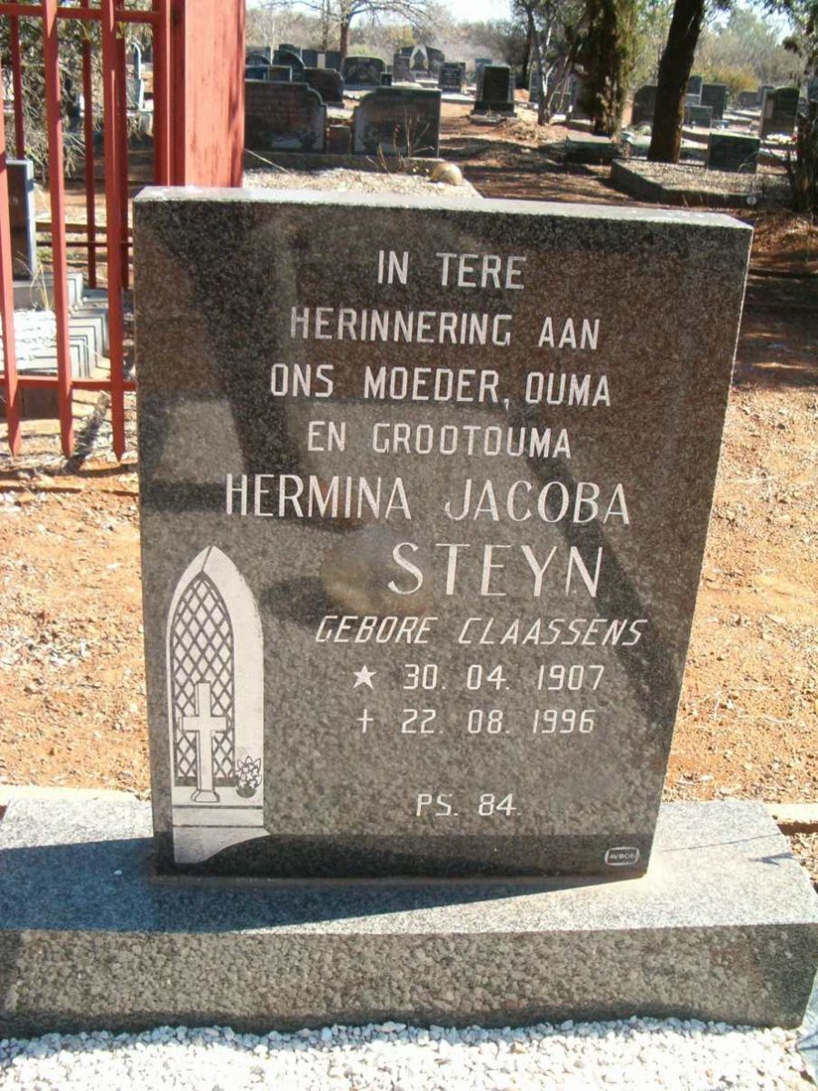 STEYN Hermina Jacoba nee CLAASSENS 1907-1996