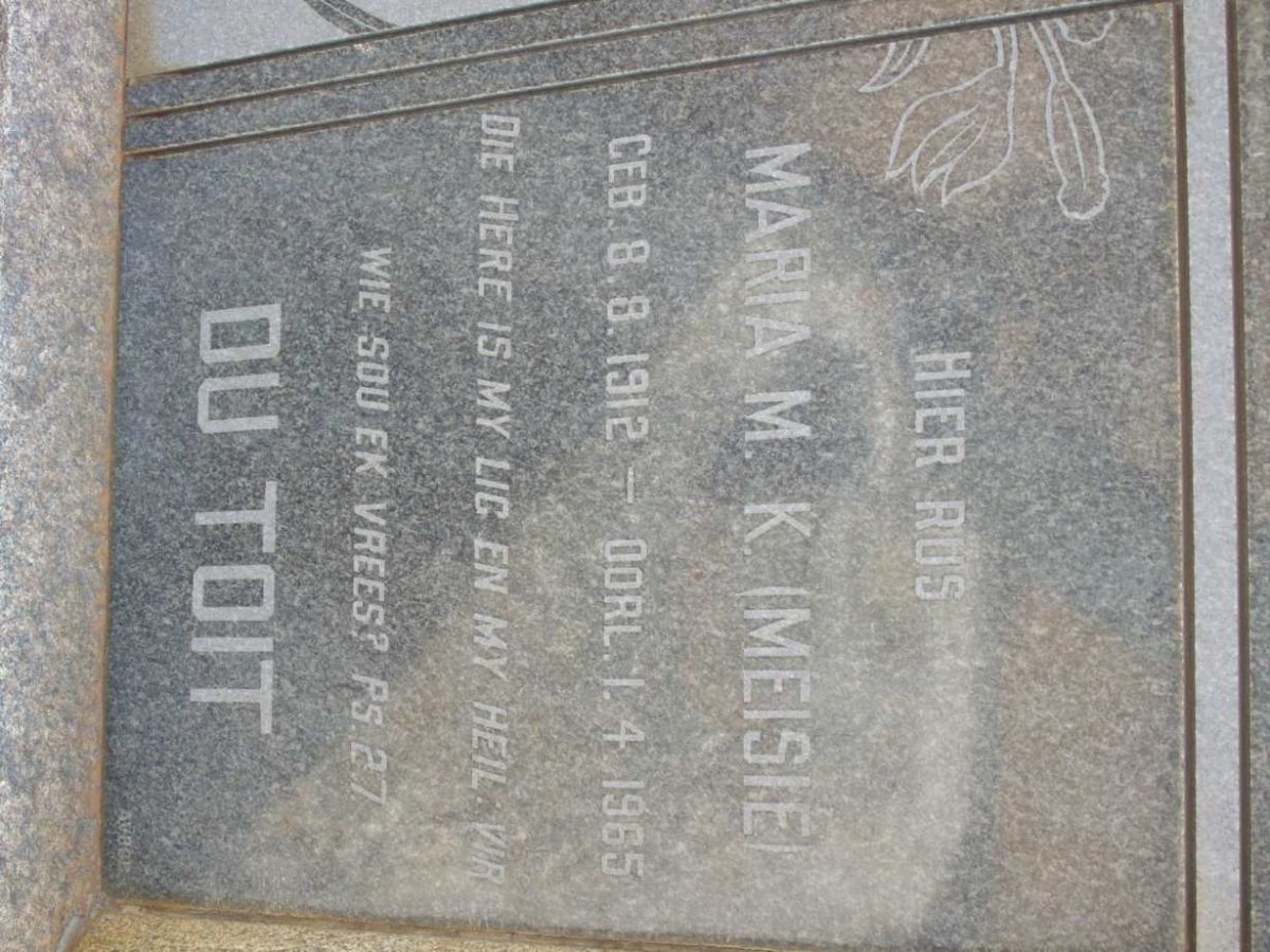 TOIT Maria M.K., du 1912-1965