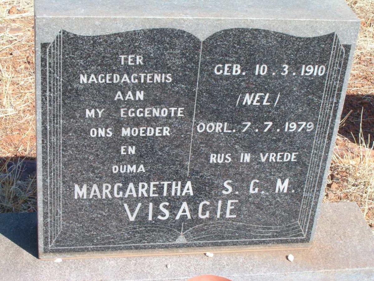 VISAGIE Margaretha S.G.M. nee NEL 1910-1979