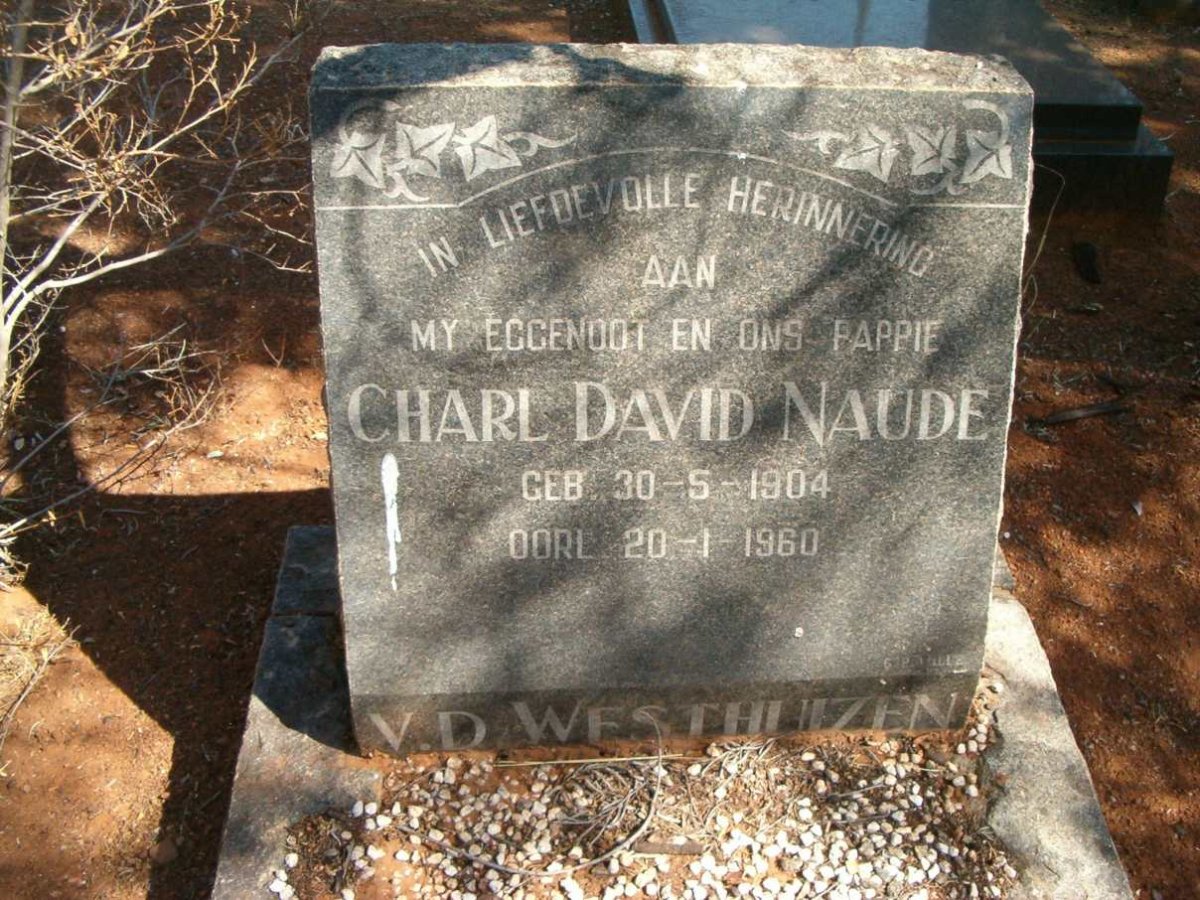 WESTHUIZEN Charl David Naude, van der 1904-1960