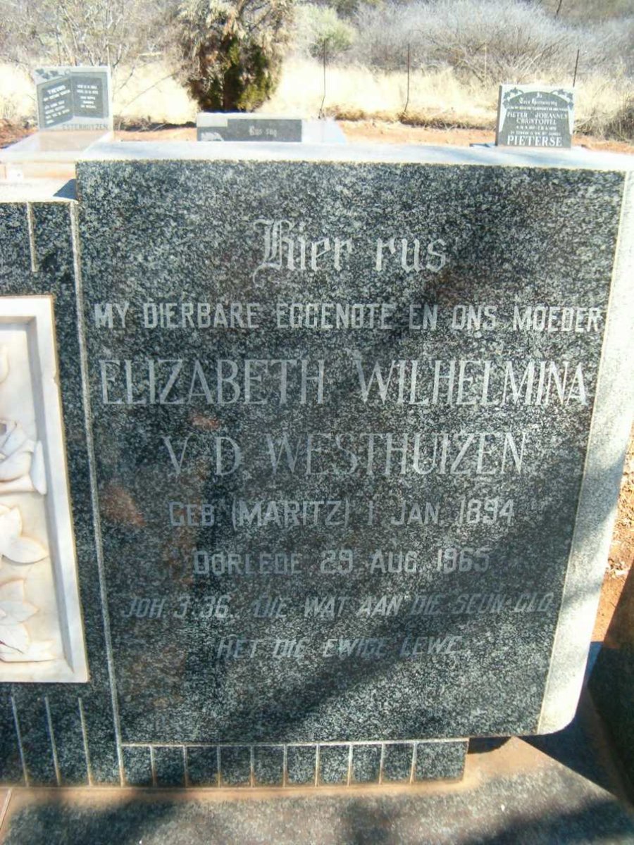 WESTHUIZEN Elizabeth Wilhelmina, v.d. nee MARITZ 1894-1965
