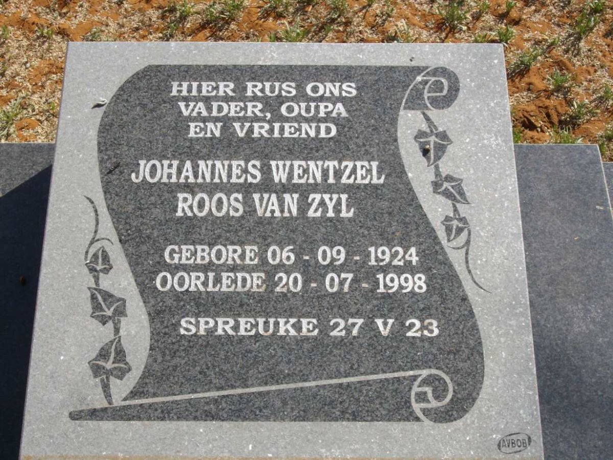 ZYL Johannes Wentzel Roos, van 1924-1998