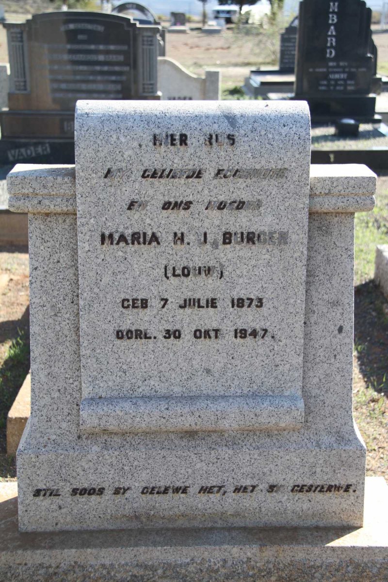 BURGER Maria H.J. nee LOUW 1873-1947