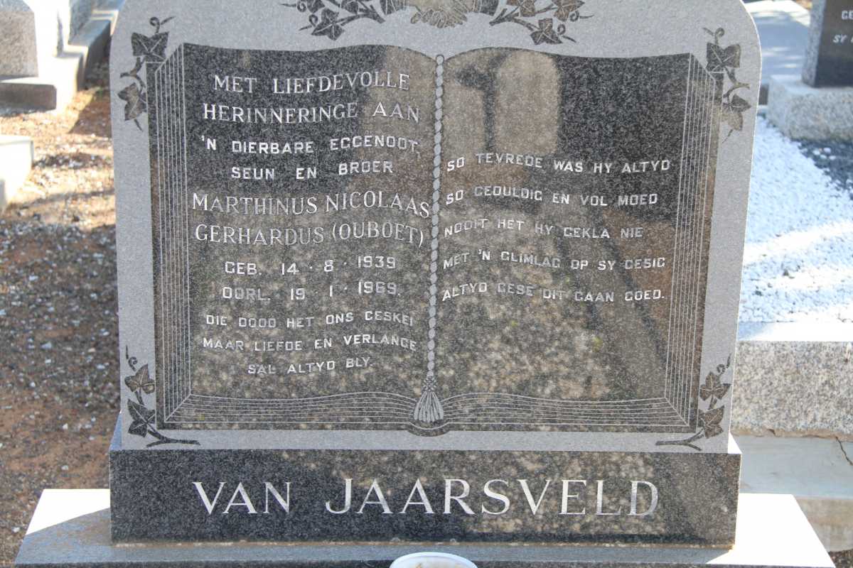 JAARSVELD Marthinus Nicolaas Gerhardus, van 1939-1969