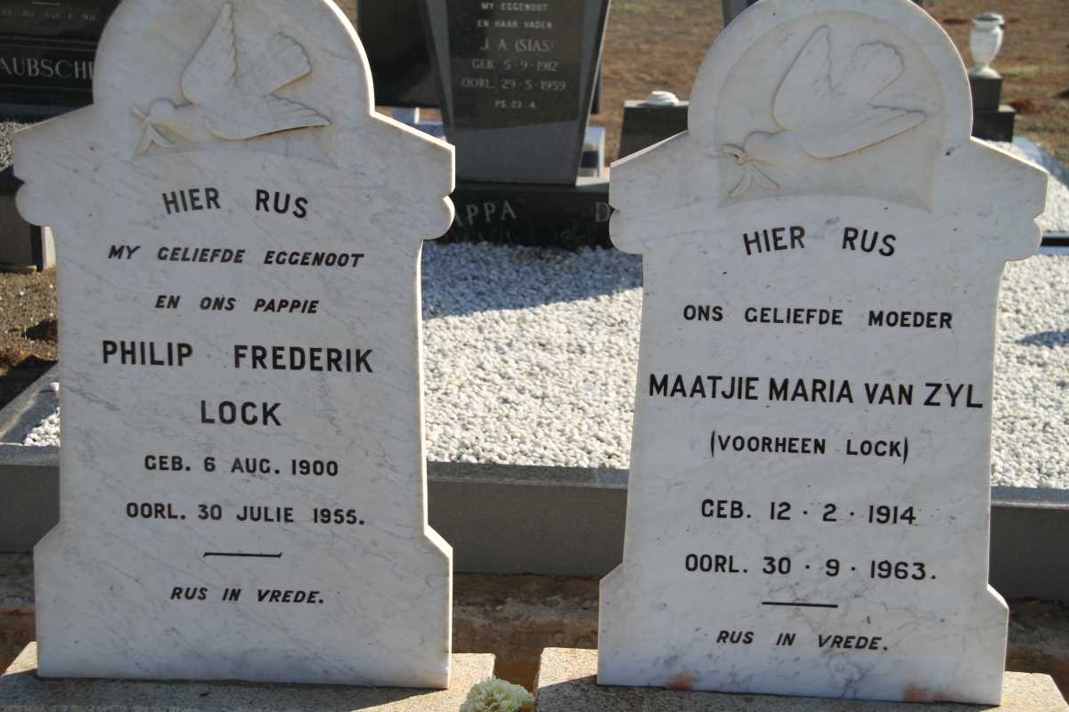 LOCK Philip Frederik 1900-1955 &amp; Maatjie Maria VAN ZYL formerly LOCK 1914-1963