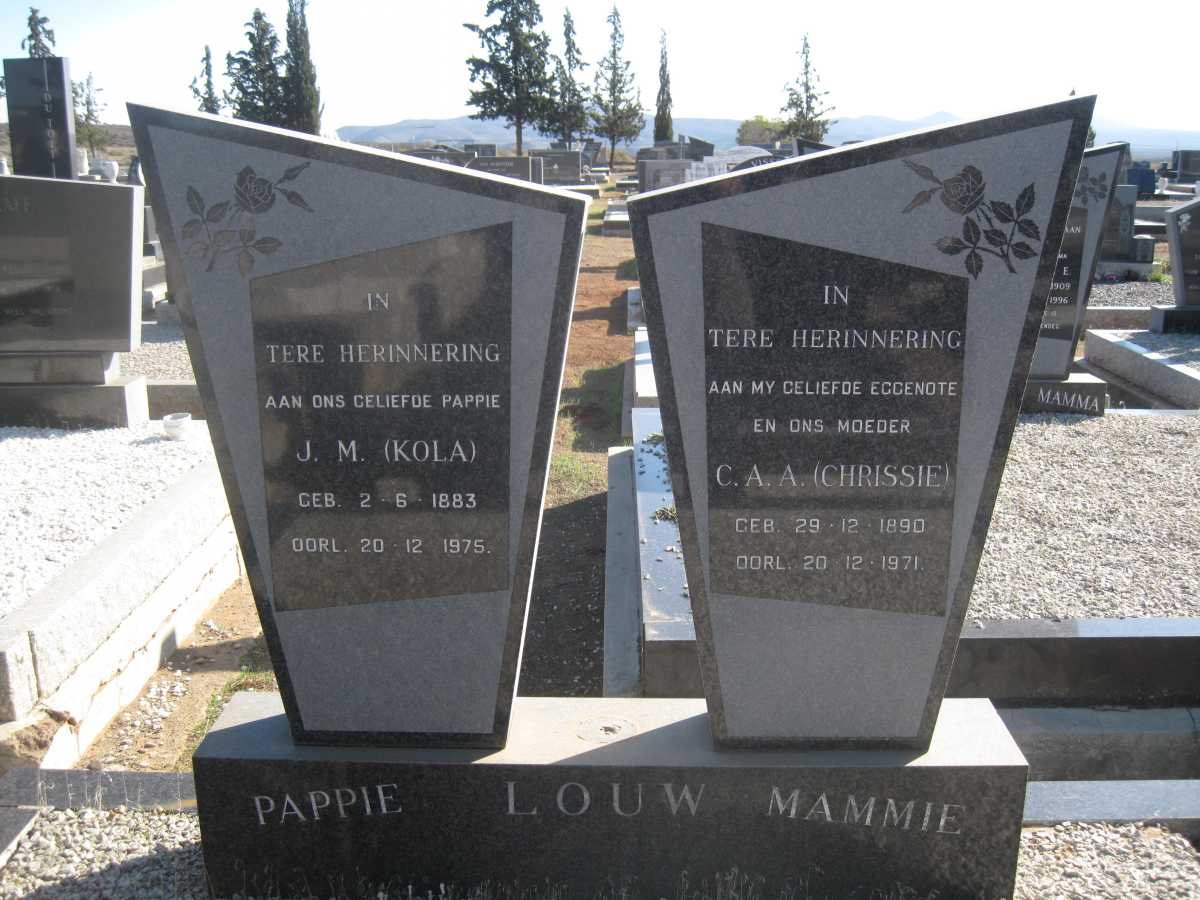 LOUW J.M. 1883-1975 &amp; C.A.A. 1890-1971