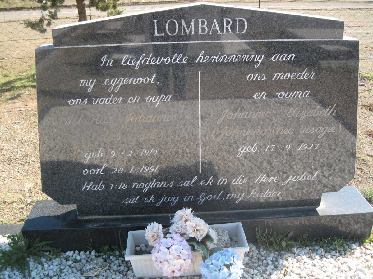 LOMBARD Albertus Johannes 1919-1991 &amp; Johanna Elizabeth VISAGIE 1927-