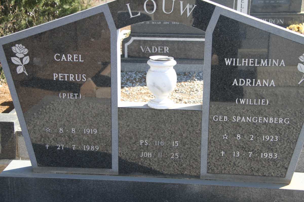 LOUW Carel Petrus 1919-1989 &amp; Wilhelmina Adriana SPANGENBERG 1923-1983
