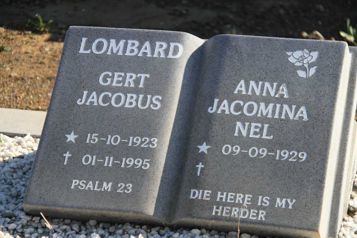 LOMBARD Gert Jacobus 1923-1995 &amp; Anna Jacomina NEL 1929-