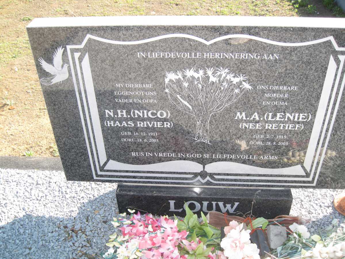 LOUW N.H. 1911-2003 &amp; M.A. RETIEF 1915-2003