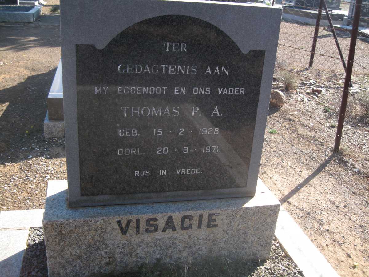 VISAGIE Thomas P.A. 1928-1971