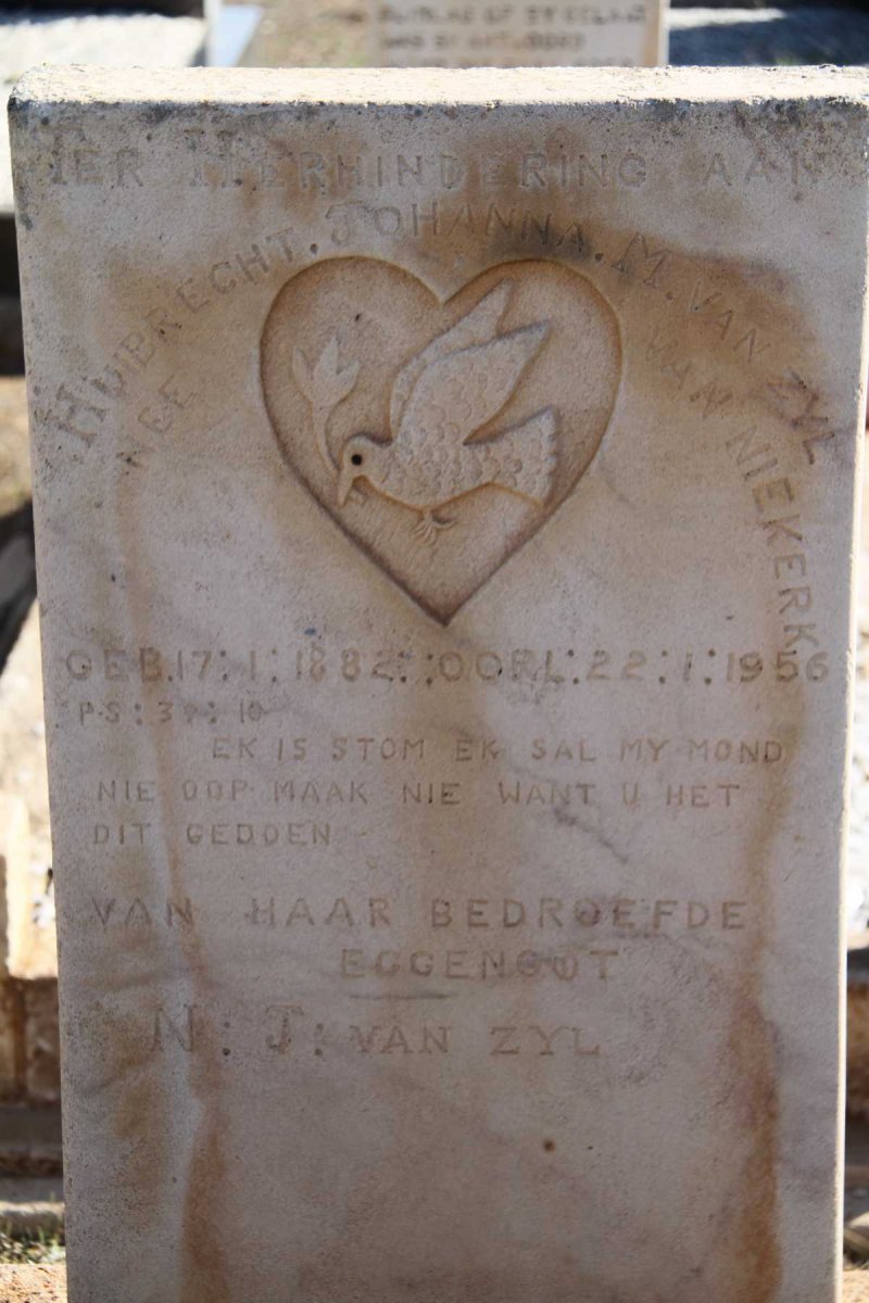 ZYL Huibrecht Johanna M., van nee VAN NIEKERK 1882-1956