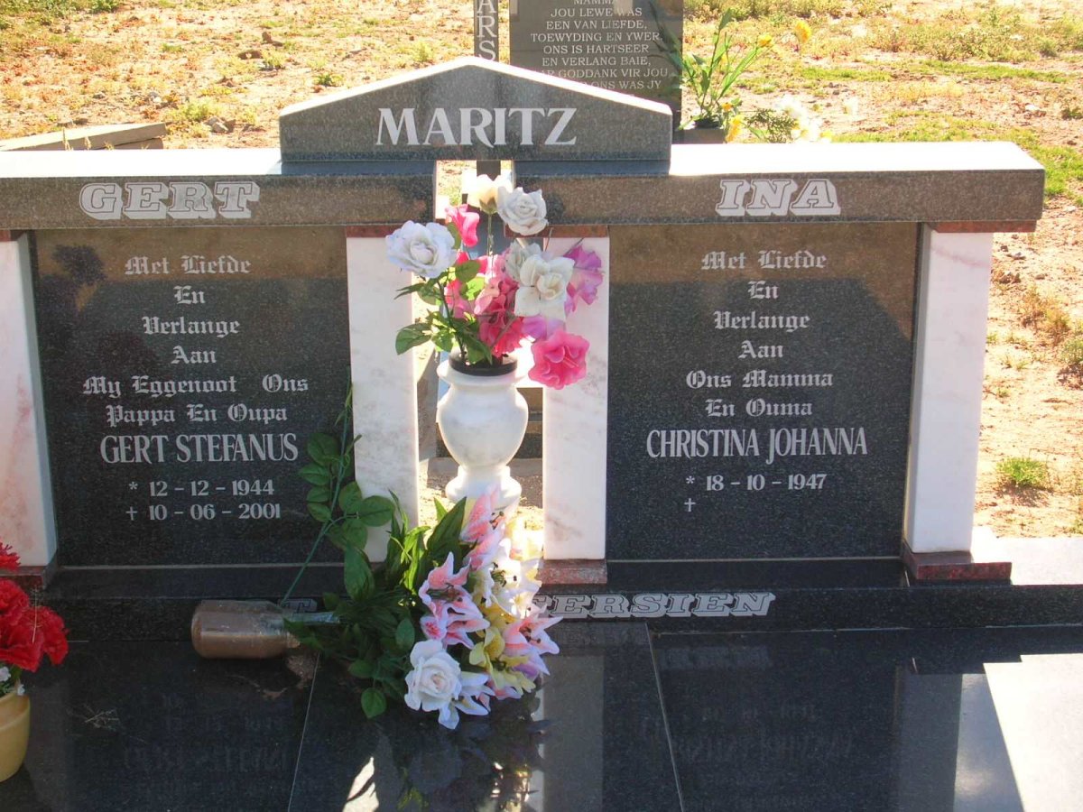 MARITZ Gert Stefanus 1944-2001 &amp; Christina Johanna 1947-