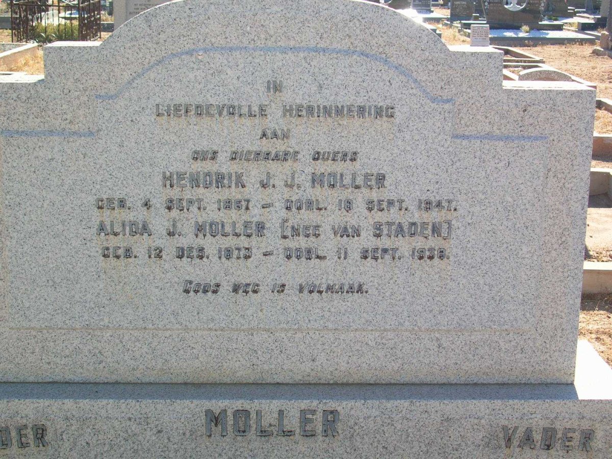MOLLER Hendrik J.J. 1867-1947 &amp; Alida J. VAN STADEN 1872-1938