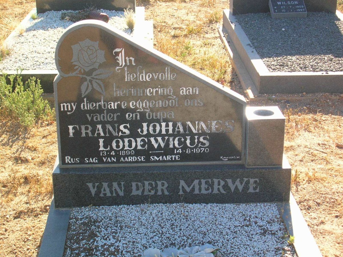 MERWE Frans Johannes Lodewicus, van der 1899-1970