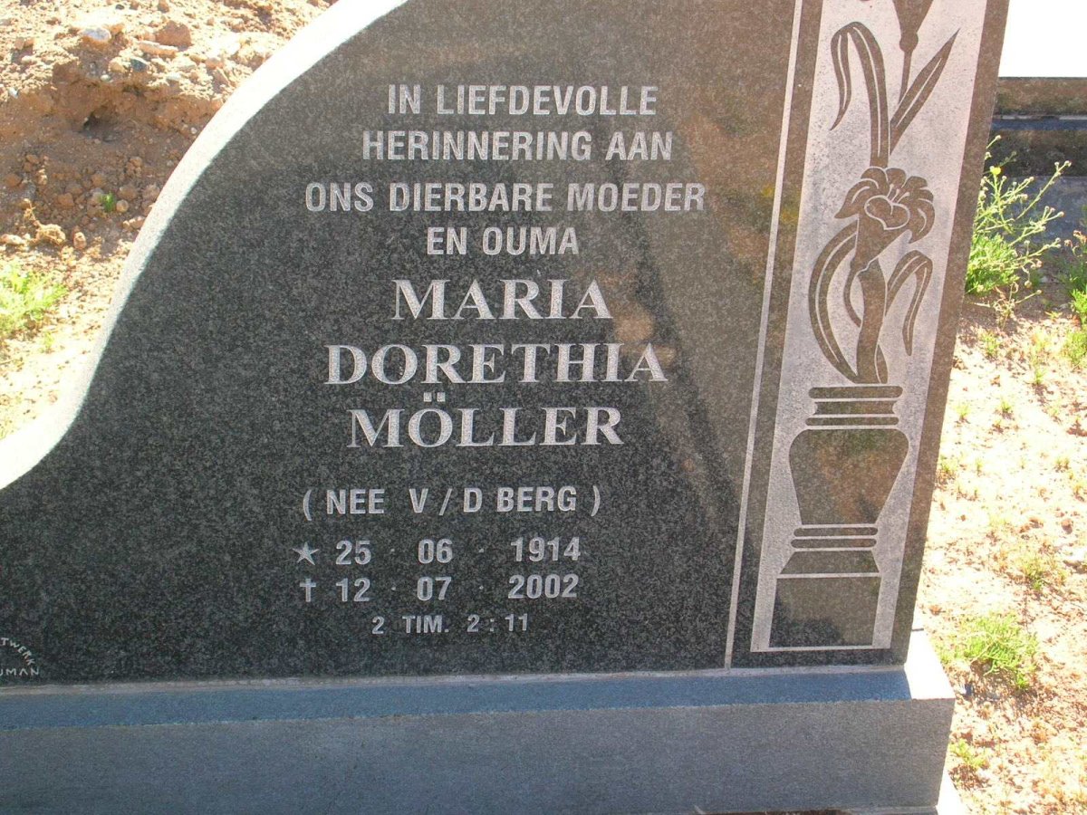 MÖLLER Maria Dorethia geb. V.D. BERG 1914-2002