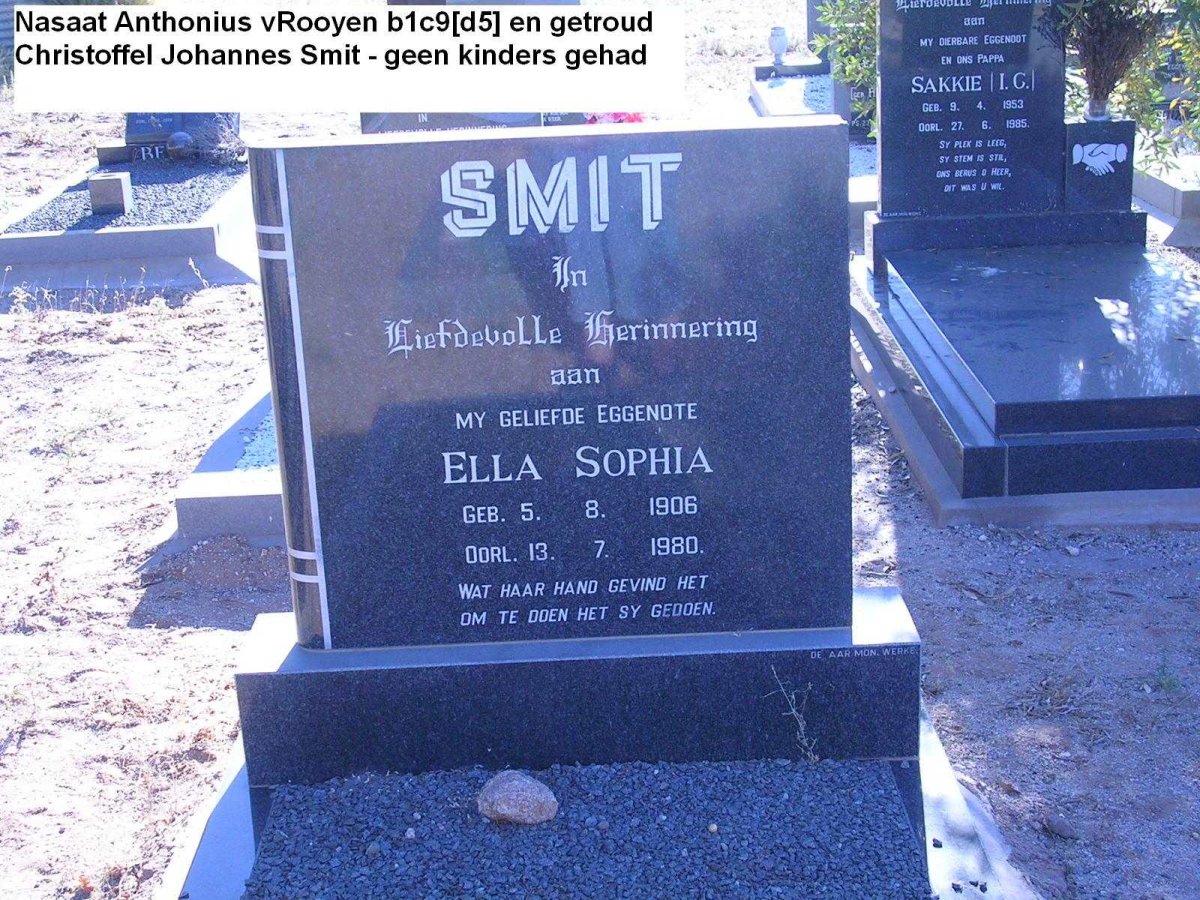 SMIT Ella Sophia geb. VAN DER MERWE 1906-1980