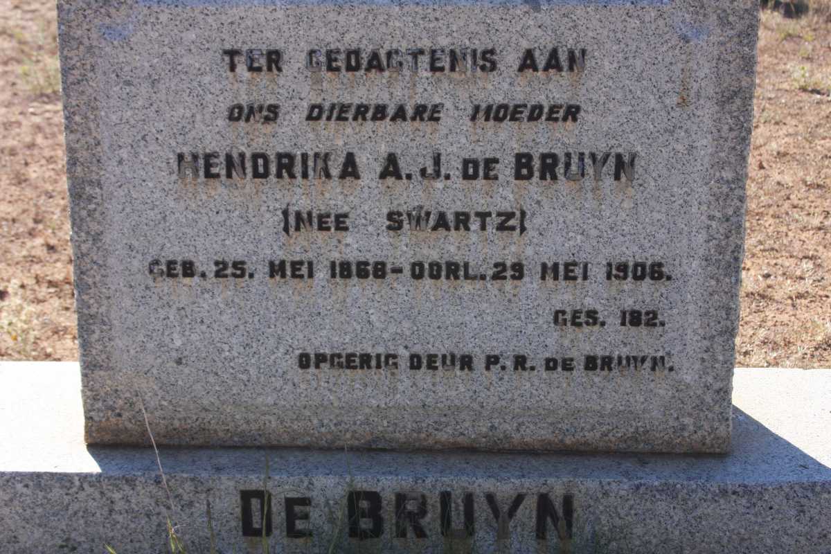 BRUYN Hendrika A.J., de nee SWARTZ 1868-1906