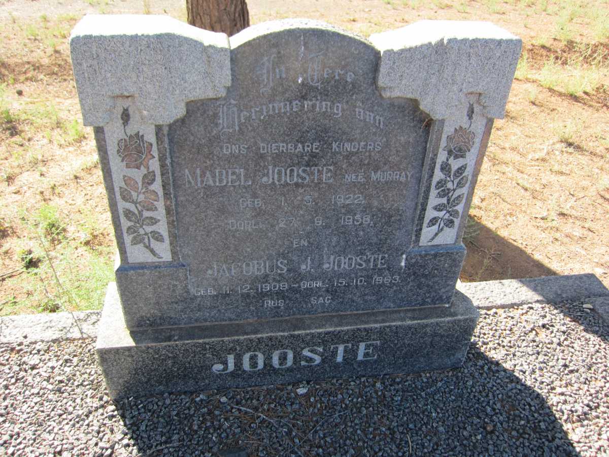 JOOSTE Jacobus J. 1908-1983 &amp; Mabel MURRAY 1922-1956