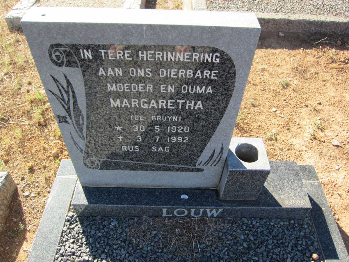 LOUW Margaretha nee DE Bruyn 1920-1992