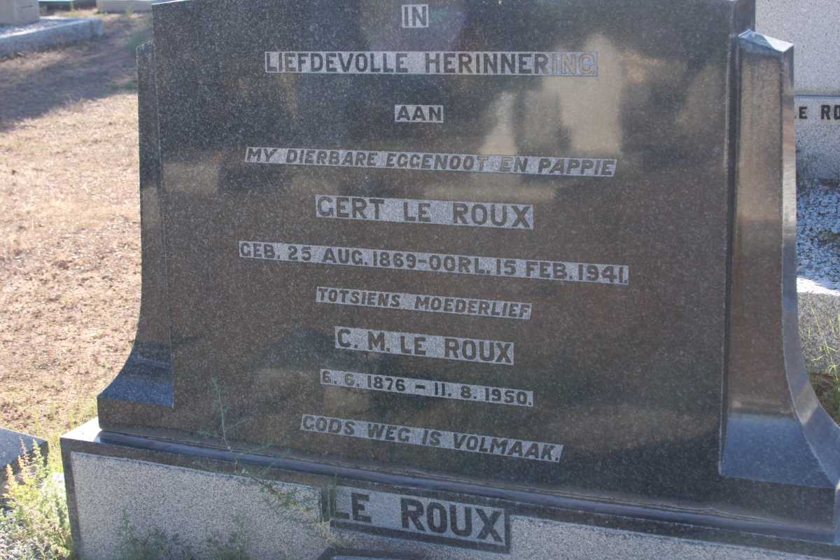 ROUX Gert, le 1869-1941 &amp; C.M. 1876-1950