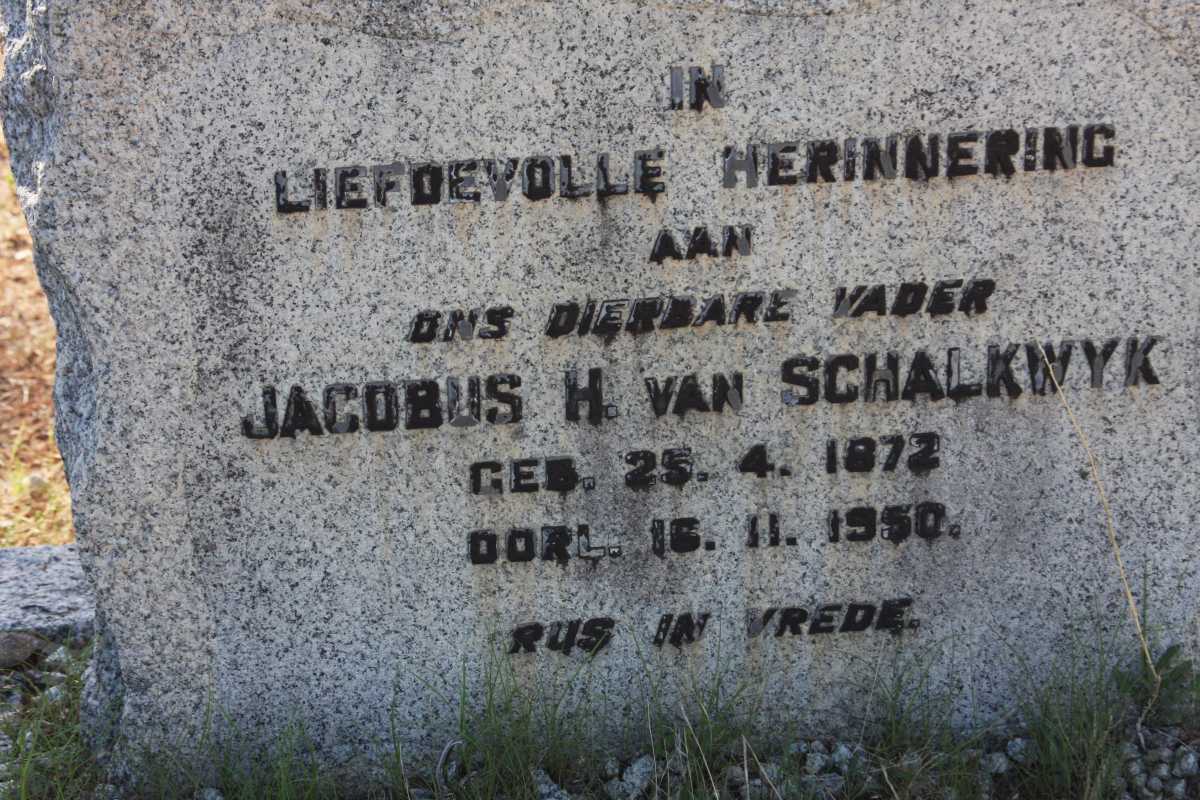 SCHALKWYK Jacobus H., van 1872-1950