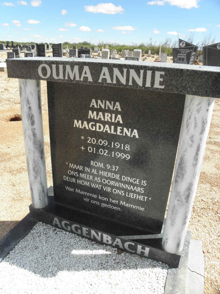 AGGENBACH Anna Maria Magdalena 1918-1999