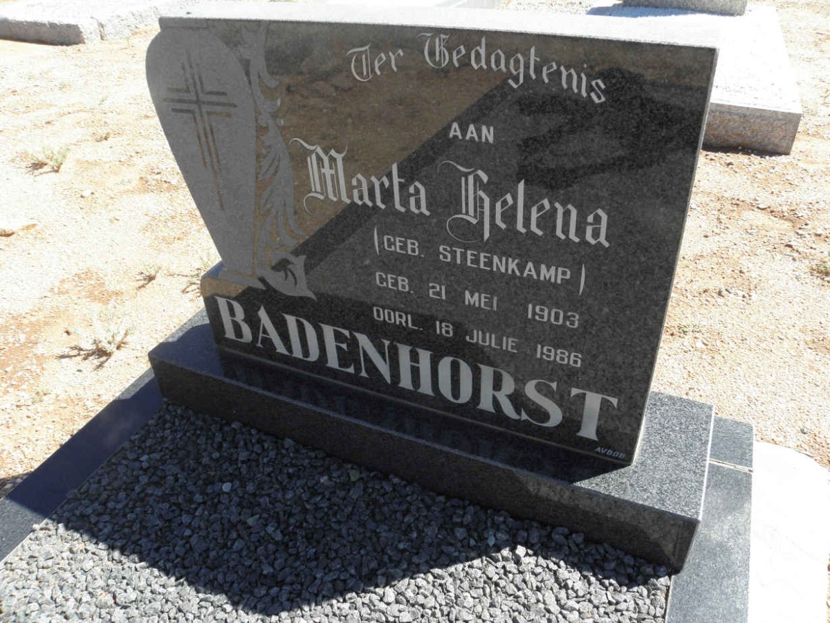 BADENHORST Marta Helena nee STEENKAMP 1903-1986