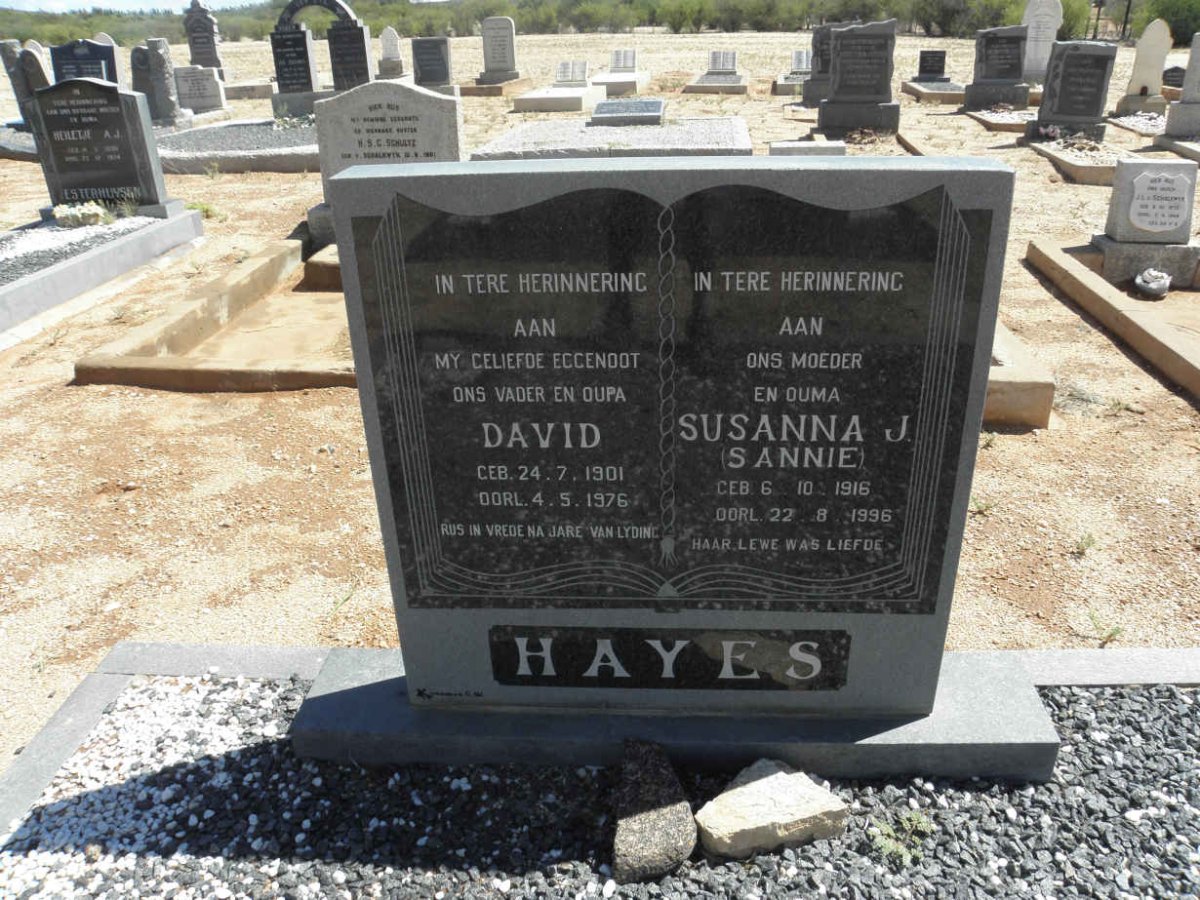 HAYES David 1901-1976 &amp; Susanna J. 1916-1996