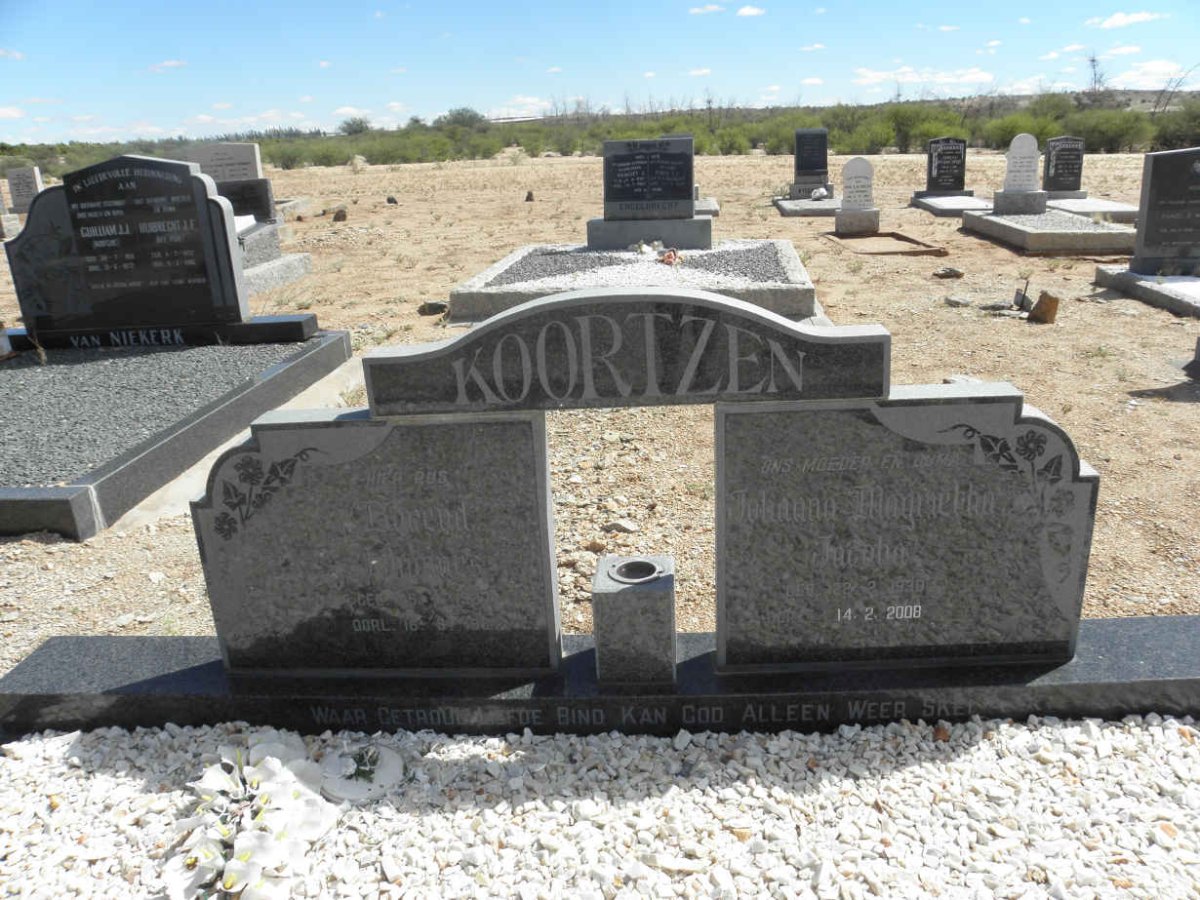 KOORTZEN Barend Johannes 1927-1987 &amp; Johanna Magrietha Jacoba 1930-2008
