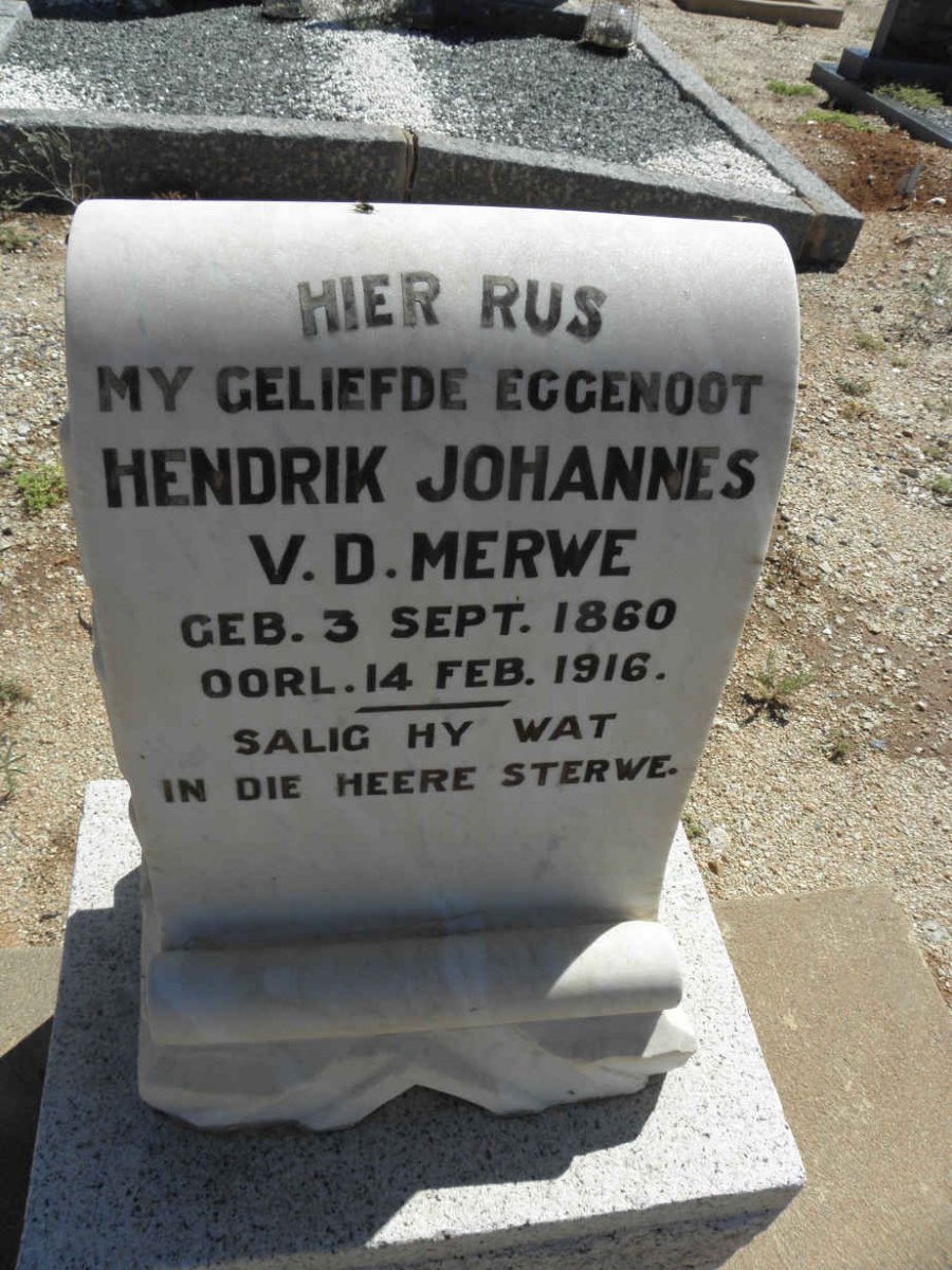 MERWE Hendrik Johannes, v.d. 1860-1916