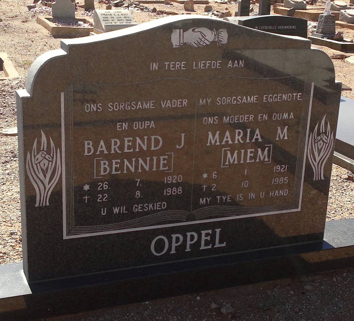 OPPEL Barend J. 1920-1988 &amp; Maria M. 1921-1985