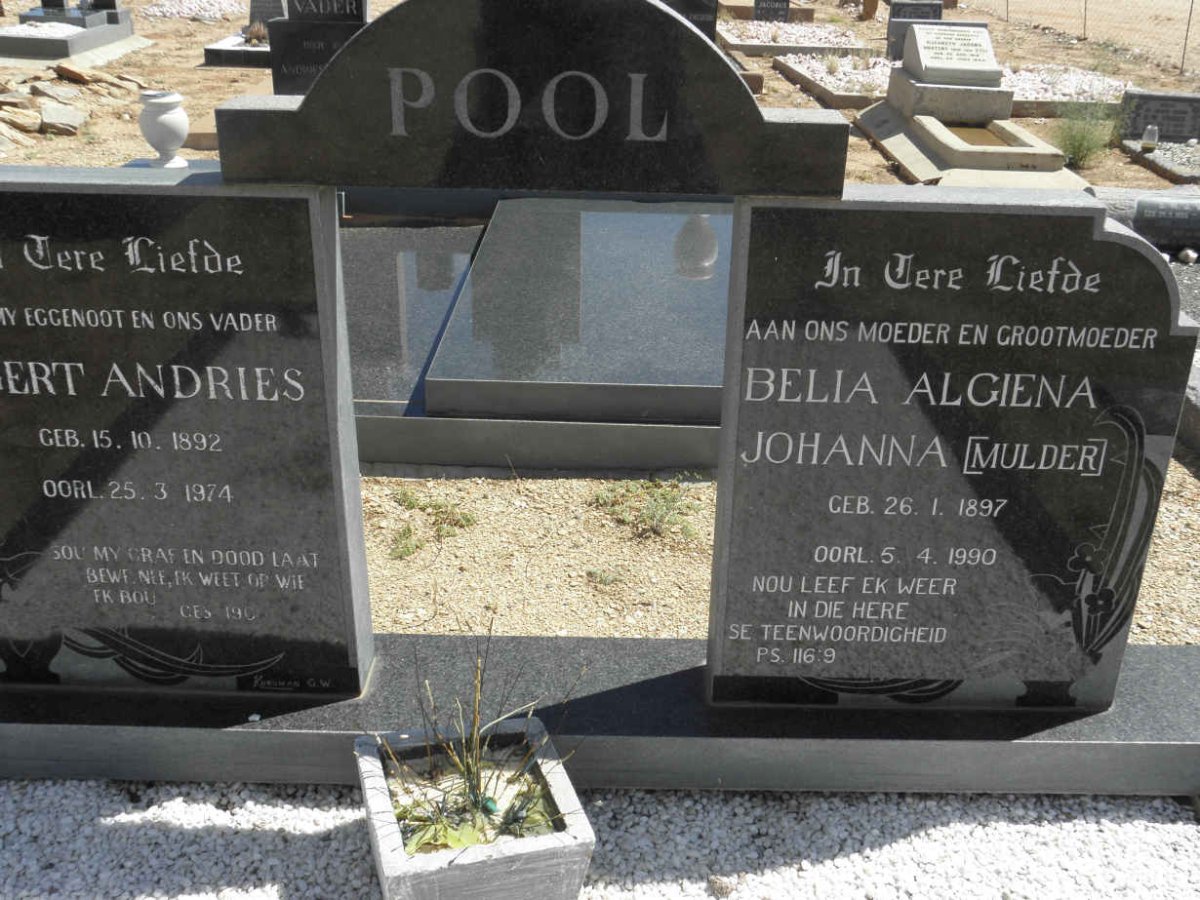 POOL Gert Andries 1892-1974 &amp; Belia Algiena Johanna MULDER 1897-1990