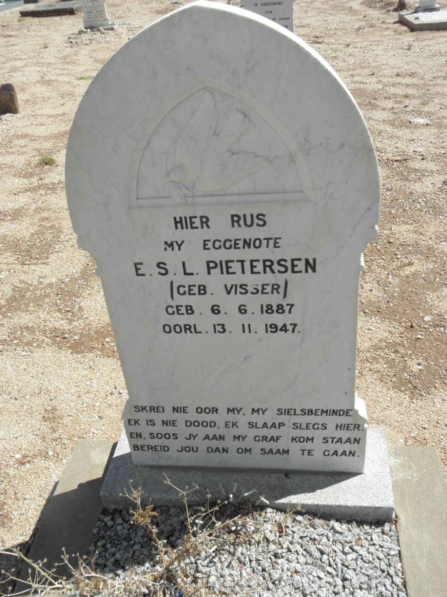 PIETERSEN E.S.L. nee VISSER 1887-1947