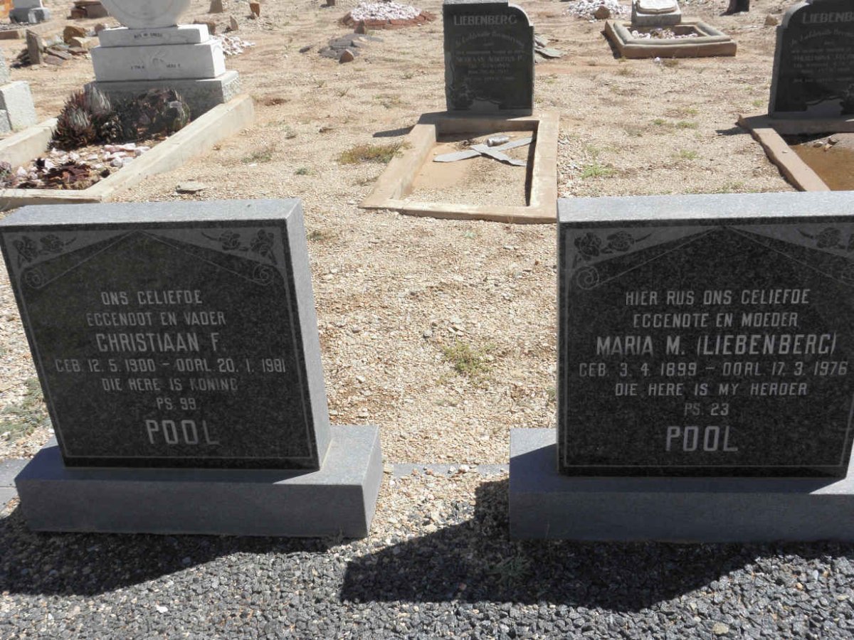 POOL Christiaan F. 1900-1981 &amp; Maria M. LIEBENBERG 1899-1976
