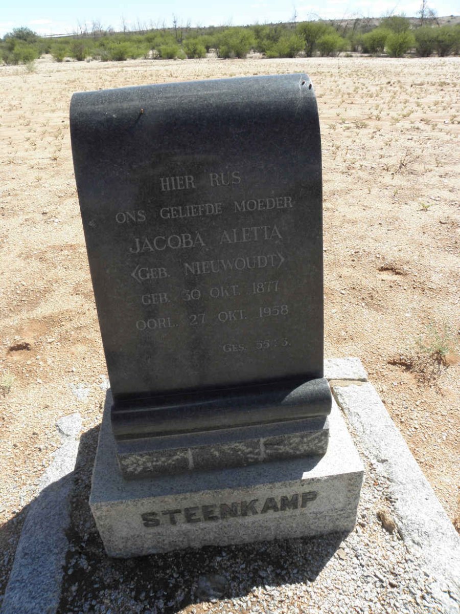 STEENKAMP Jacoba Aletta nee NIEUWOUDT 1877-1958