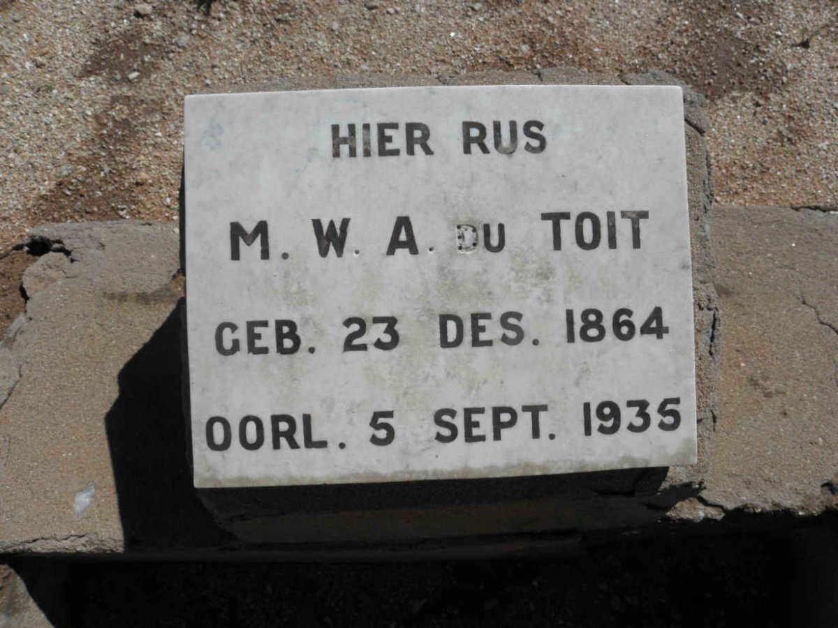TOIT M.W.A., du 1864-1935