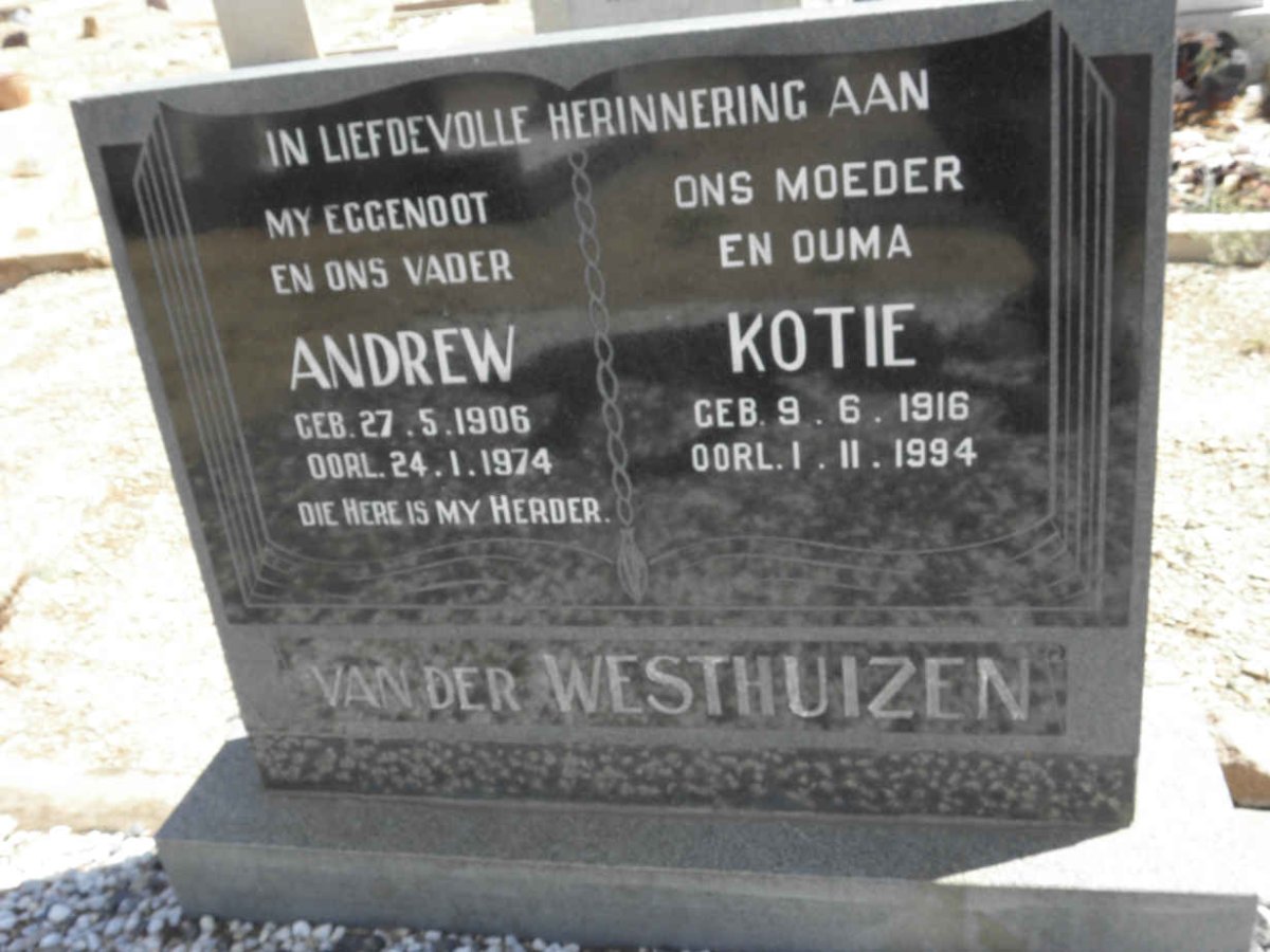 WESTHUIZEN Andrew, van der 1906-1974 &amp; Kotie 1916-1994