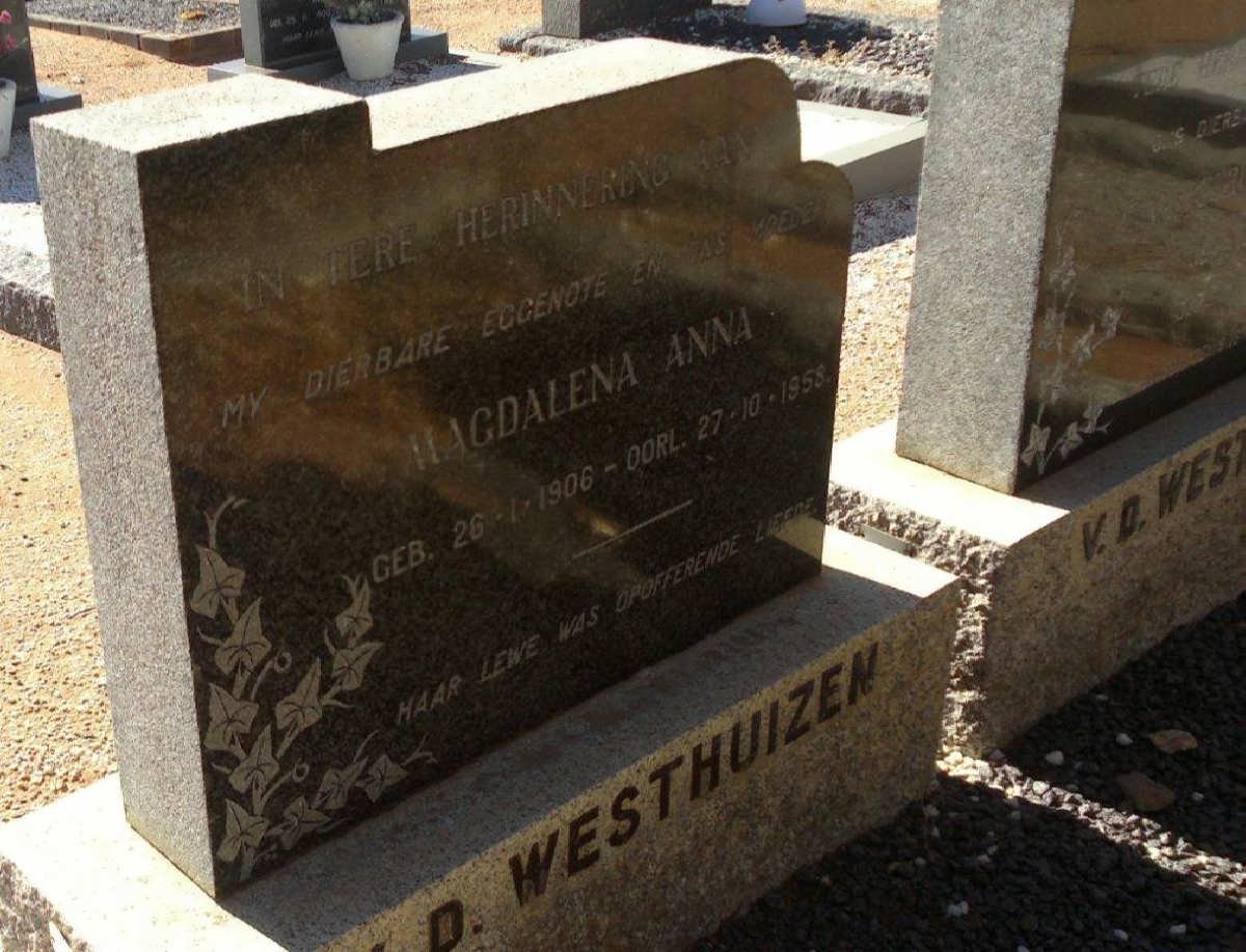 WESTHUIZEN Magdalena Anna, v.d. 1906-1958