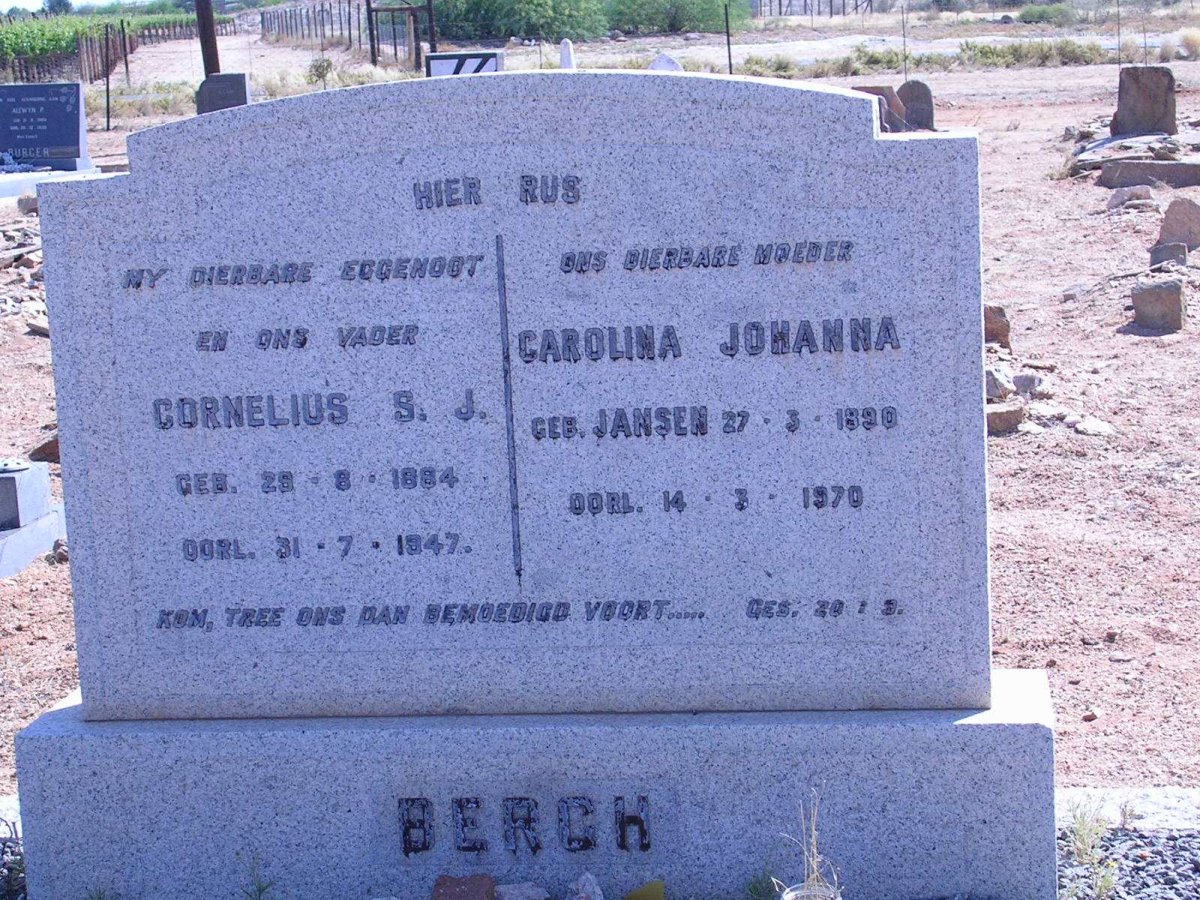 BERGH  Cornelius S.J. 1884-1947 &amp; Carolina Johanna JANSEN 18??-1970