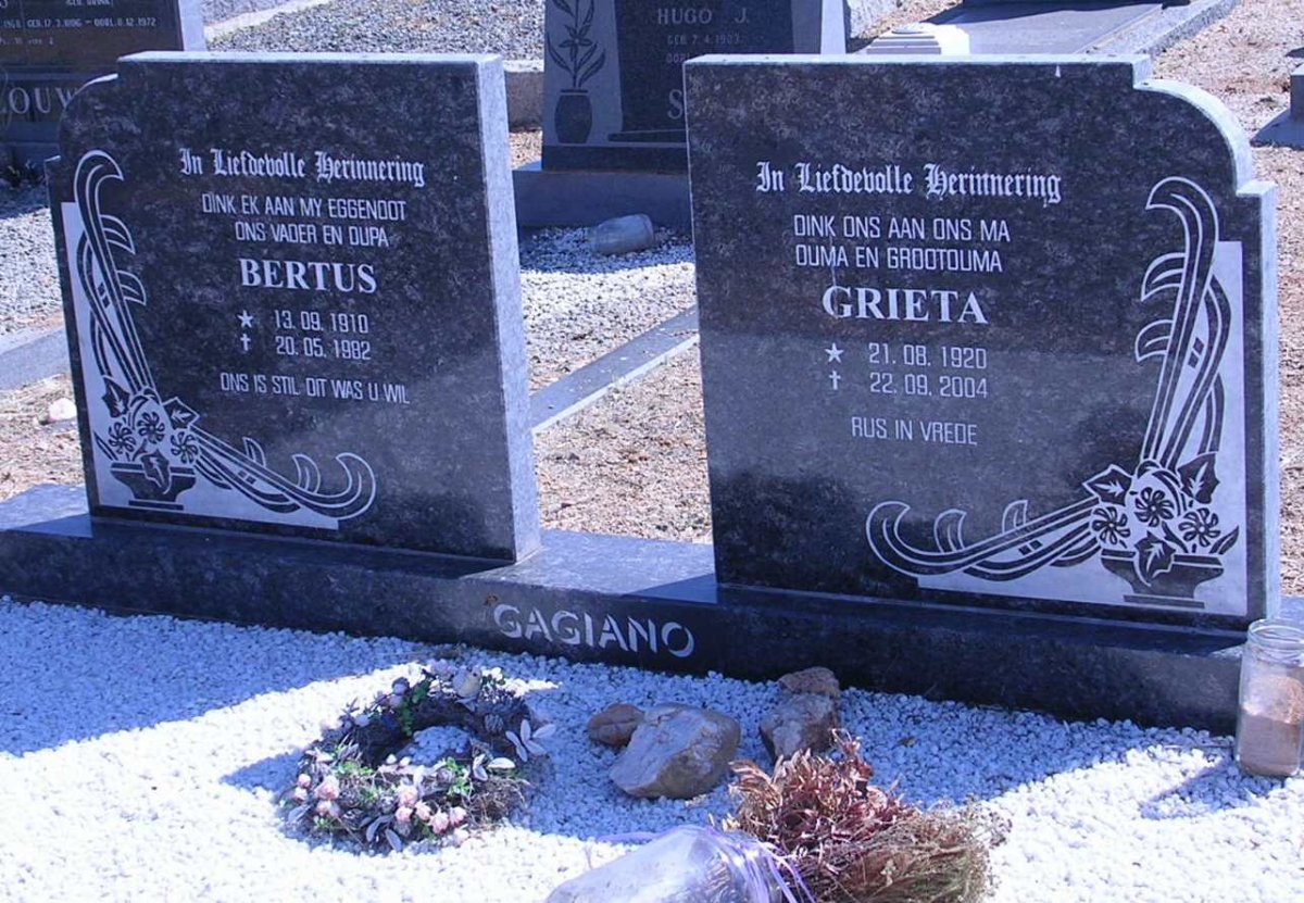 GAGIANO Bertus 1910-1982 &amp; Grieta 1920-2004