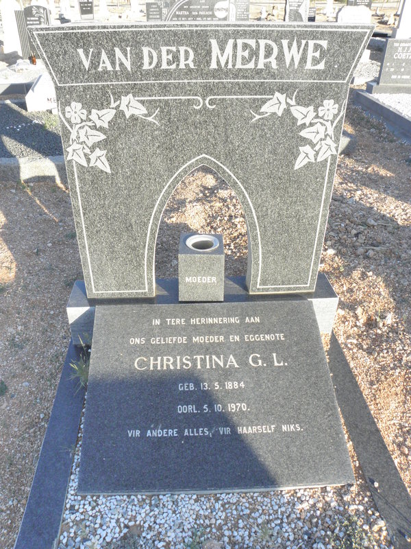 MERWE Christina G.L., van der 1884-1970